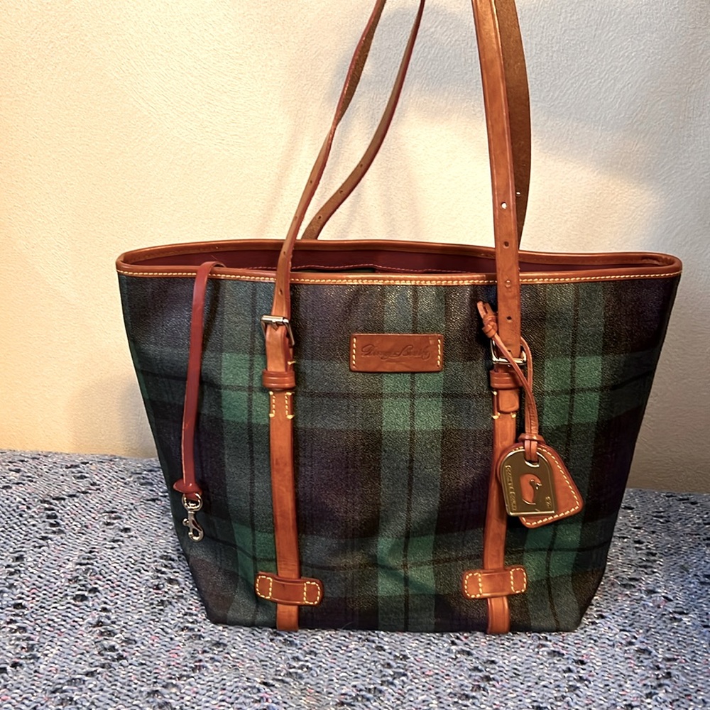 Another great Dooney ready for its next home! Great plaid pattern!